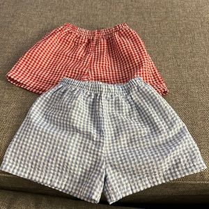 Boys Seersucker Shorts Bundle - 18-24 months (light blue and red)